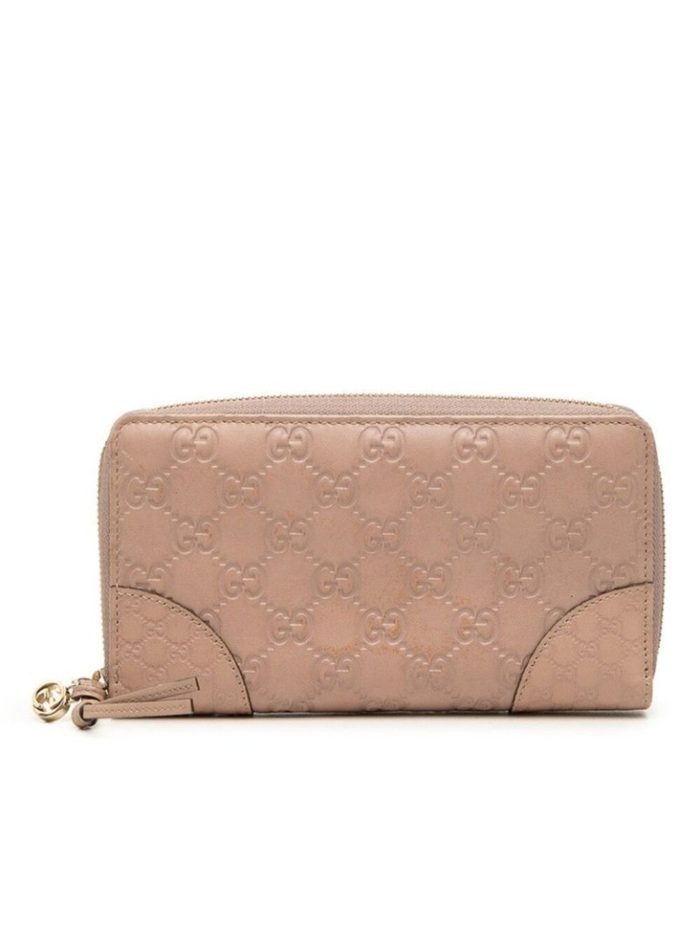 Gucci Guccissima Zip Around Wallet Beige Leather